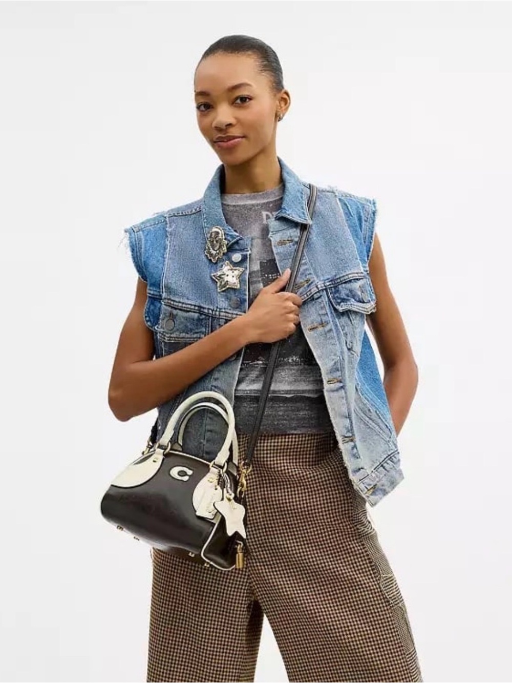 Coach Coachtopia Bowling Top Handle Bag in Black & White Upcrafted Leather NWT - Picture 8 of 11